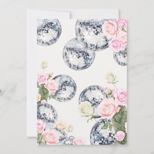 Disco bal bruiloft uitnodiging Floral (Achterkant)