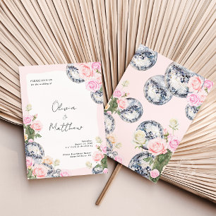 Disco bal bruiloft uitnodiging Floral