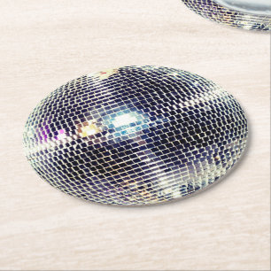 Disco bal faux realistisch ronde kartonnen onderzetter