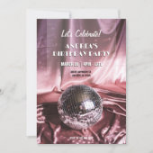 Disco bal feest zijde roze kaart (Voorkant)