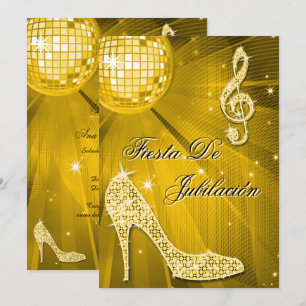 Disco bal, glitterschoenen Pensioen Kaart