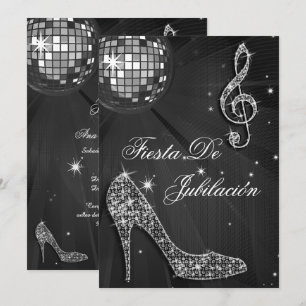 Disco bal, glitterschoenen Pensioen Kaart