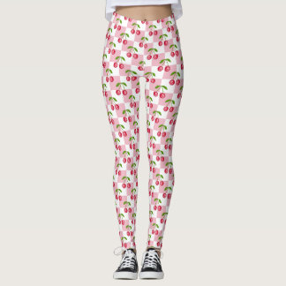 Disco Bal Kersen Schachbrett Patroon Leggings