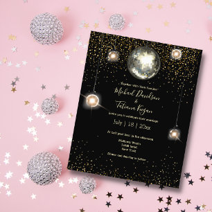 disco bal lichten glitters bruiloft uitnodiging flyer