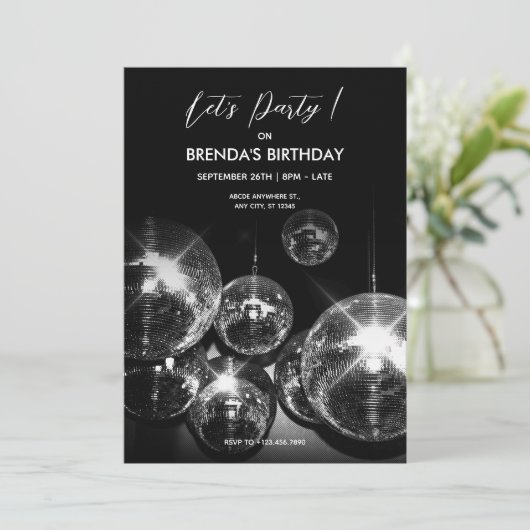 Disco bal Lichtjes Laten we een dansfeestje houden Kaart (Staand voorkant)