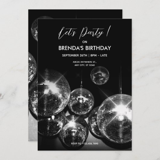 Disco bal Lichtjes Laten we een dansfeestje houden Kaart (Voorkant / Achterkant)