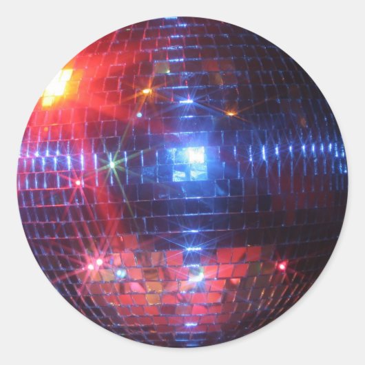 Disco bal met laserstralen ronde sticker (Voorkant)
