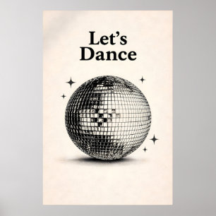 Disco Bal Muurkunst, Retro 70s Muziek Poster