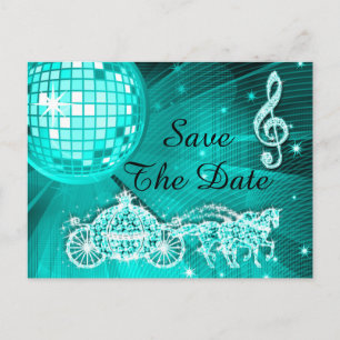 Disco Bal, Prinses Koets & Paarden Save The Date Aankondigingskaart