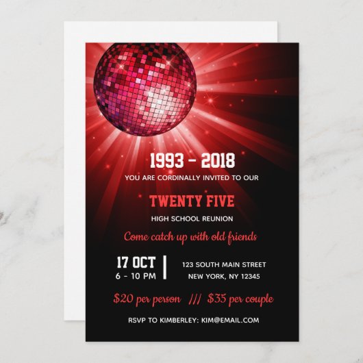 Disco bal rood kaart (Voorkant / Achterkant)