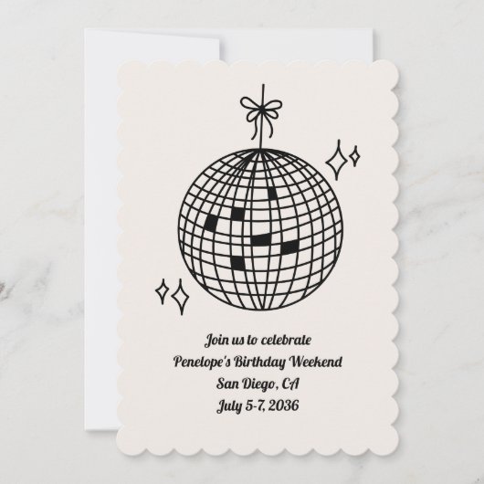 Disco Ball Anniversaire Fête Week-end Invitation (Devant)