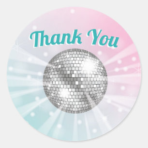 Disco Ball Baby shower Groovy Bedankt Ronde Sticker