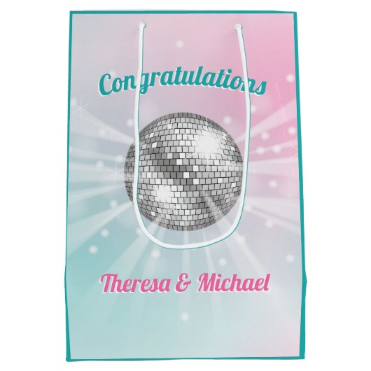 Disco Ball Baby shower Groovy Medium Cadeauzakje (Achterkant)