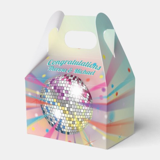 Disco Ball Baby shower Groovy Pastel Rainbow Bedankdoosjes (Voorkant Zijde)