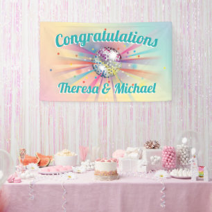 Disco Ball Baby shower Groovy Pastel Rainbow Spandoek