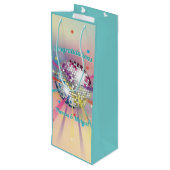 Disco Ball Baby shower Groovy Pastel Rainbow Wijn Cadeautas (Achterkant Gekanteld)