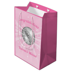 Disco Ball Baby shower Groovy Roze Meisje Medium Cadeauzakje