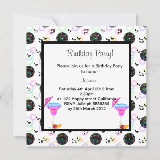 disco ball BIRTHDAY PARTY INVITATION Kaart (Voorkant)