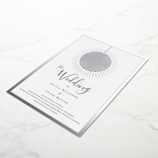 Disco Ball Bruiloft Folie Uitnodiging (Gedraaid)