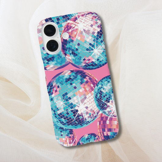 Disco Ball coque iphone rose bleu Y2K