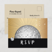 Disco ball, dans, gouden Briefkaart RSVP (Voorkant / Achterkant)