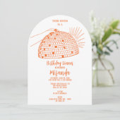 Disco Ball Dinner Invitation Sinaasappel Kaart (Staand voorkant)