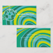 Disco Ball DJ Retro Groovy Wave Green Visitekaartje (Voorkant / Achterkant)