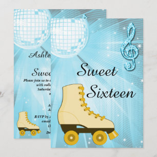 Disco Ball en Roller Schaatsen Sweet Sixteen Kaart