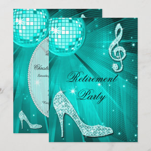 Disco Ball en Sparkle Heels Blauwgroen pensioen Kaart