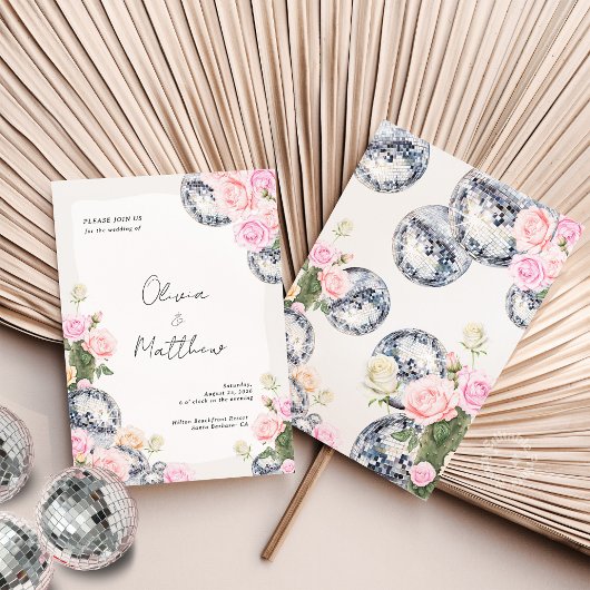 Disco Ball Faire-part de mariage Floral