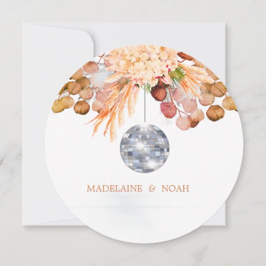 Disco Ball Floral Elegante Chique Huwelijksrepetit Kaart (Achterkant)
