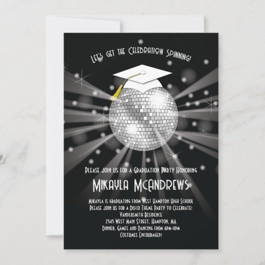 Disco Ball Graduation Party Kaart (Voorkant)