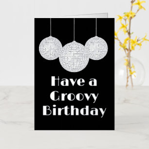 Disco Ball Groovy Birthday Silver Folie Wenskaart