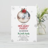 Disco Ball Holiday Party Invitation Kaart (Staand voorkant)