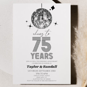 Disco Ball juicht naar 75 jaar bruiloft Jubileum Kaart