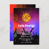 Disco Ball Let's Party  | Geboortedag Kaart (Voorkant / Achterkant)