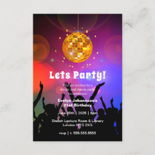 Disco Ball Let's Party    Geboortedag Kaart