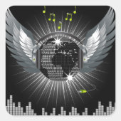 Disco Ball met Wings Vierkante Sticker (Voorkant)