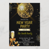 Disco Ball New Year's Eve invitation Kaart (Voorkant)