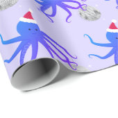 Disco Ball Octopus Santa Hoed Kerstmis Cadeaupapier (Rol Hoek)