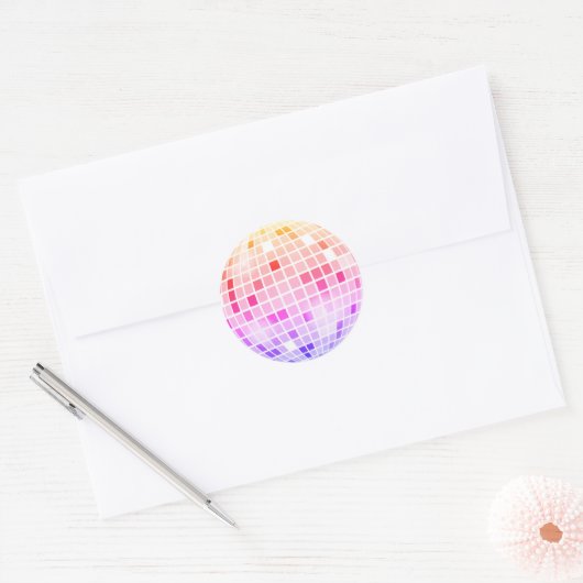 Disco Ball Retro 70s Kleurrijke Envelope Seal Ronde Sticker (Envelop)