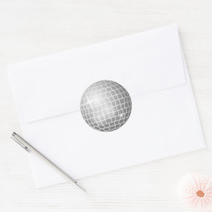 Disco Ball Retro 70s Zilveren Envelopzegel Ronde Sticker