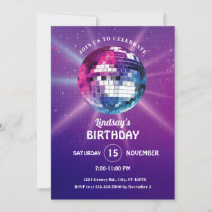 Disco Ball Retro Birthday Uitnodiging