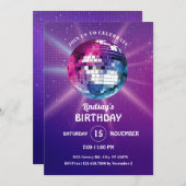 Disco Ball Retro Verjaardag Uitnodiging (Voorkant / Achterkant)