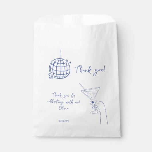 Disco Ball Retro Verjaardagscocktail dank u gunst Bedankzakje (Voorkant)