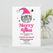 Disco Ball Santa Hoed Retro Kerstmis Feest Kaart (Staand voorkant)