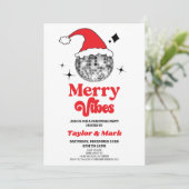 Disco Ball Santa Hoed Retro Kerstmis Feest Kaart (Staand voorkant)