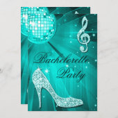 Disco Ball Sparkle Heels Blauwgroen Bachelorette P Kaart (Voorkant / Achterkant)