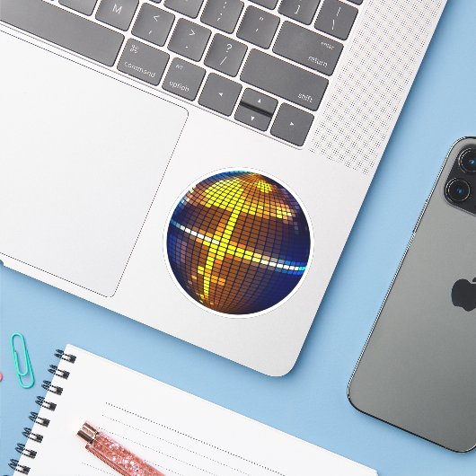Disco Ball Sticker (Laptop met iPhone)