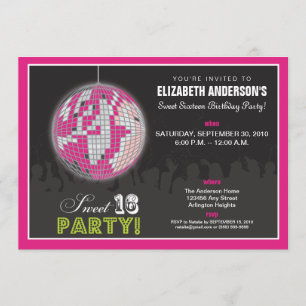 Disco Ball Sweet 16 Anniversaire Invitation (rose)